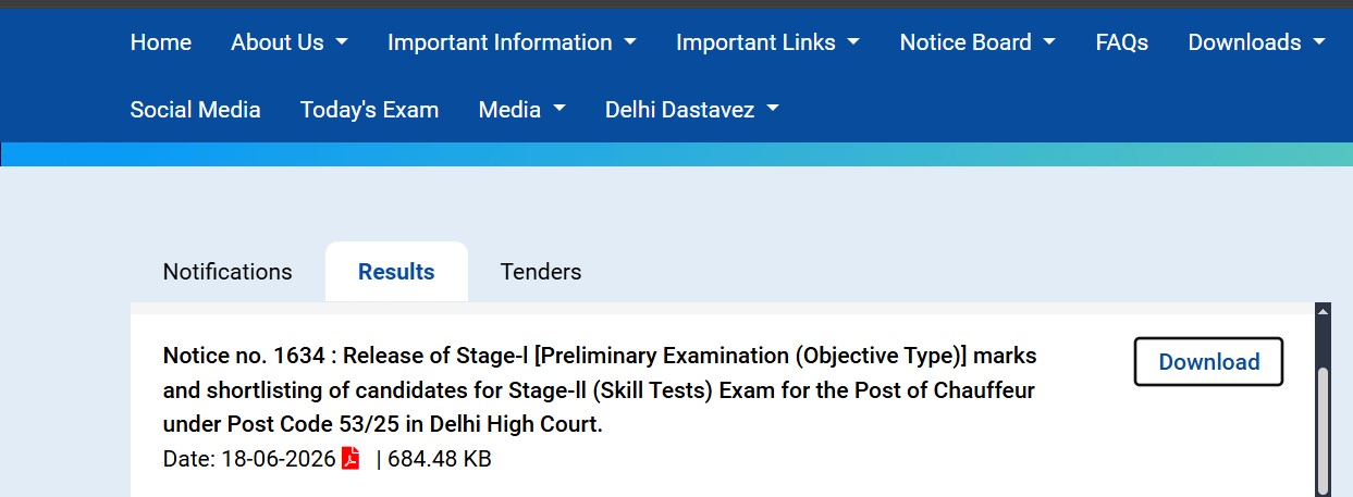 DSSSB Official Results Portal